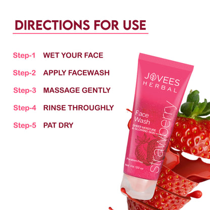 Jovees Herbal Strawberry Face Wash With Strawberry Extracts For Sheer Moisture & Glowing Skin
