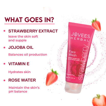 Jovees Herbal Strawberry Face Wash With Strawberry Extracts For Sheer Moisture & Glowing Skin