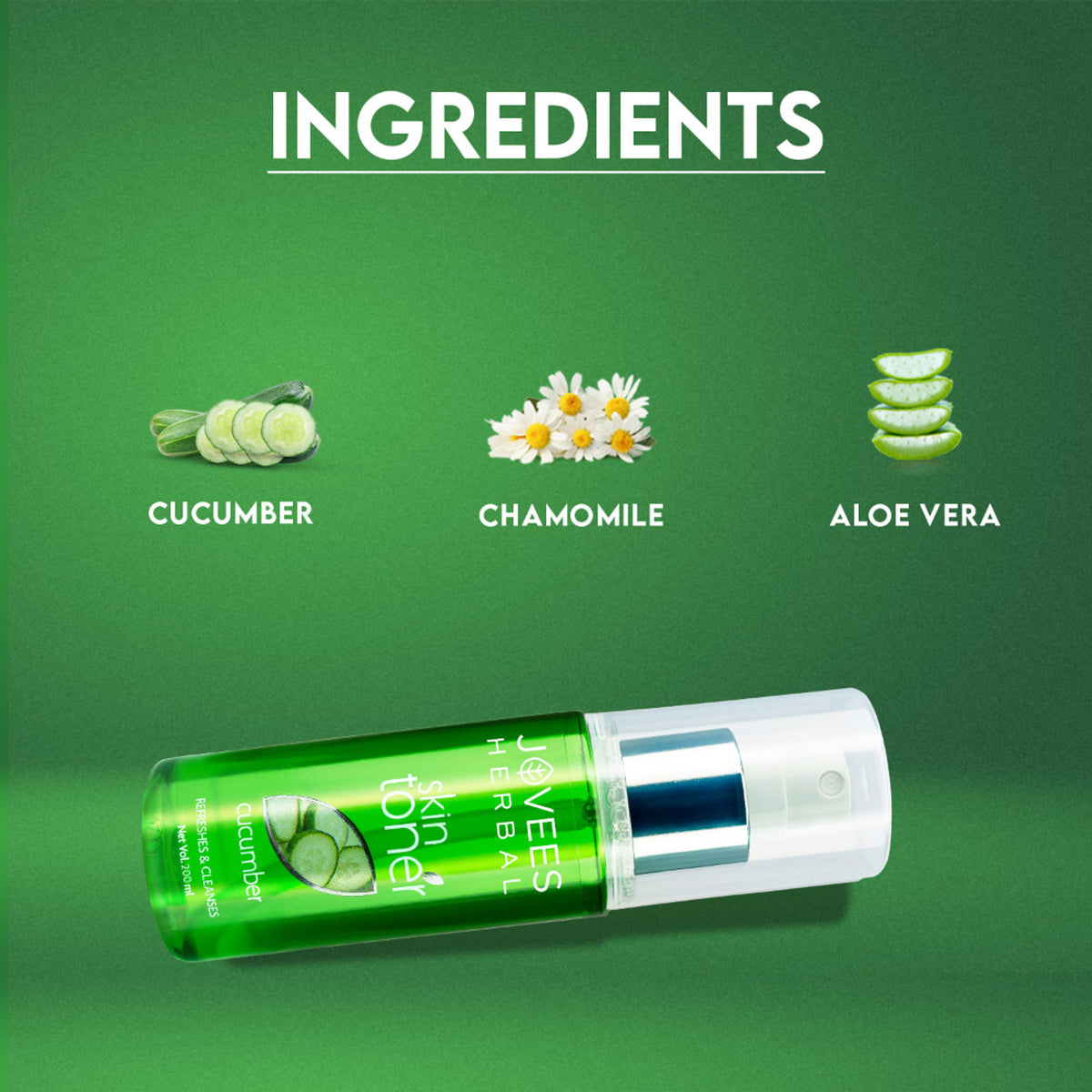 Jovees Herbal Cucumber Skin Toner For Oily & Acne Prone Skin Hydrating & Pore Tightening