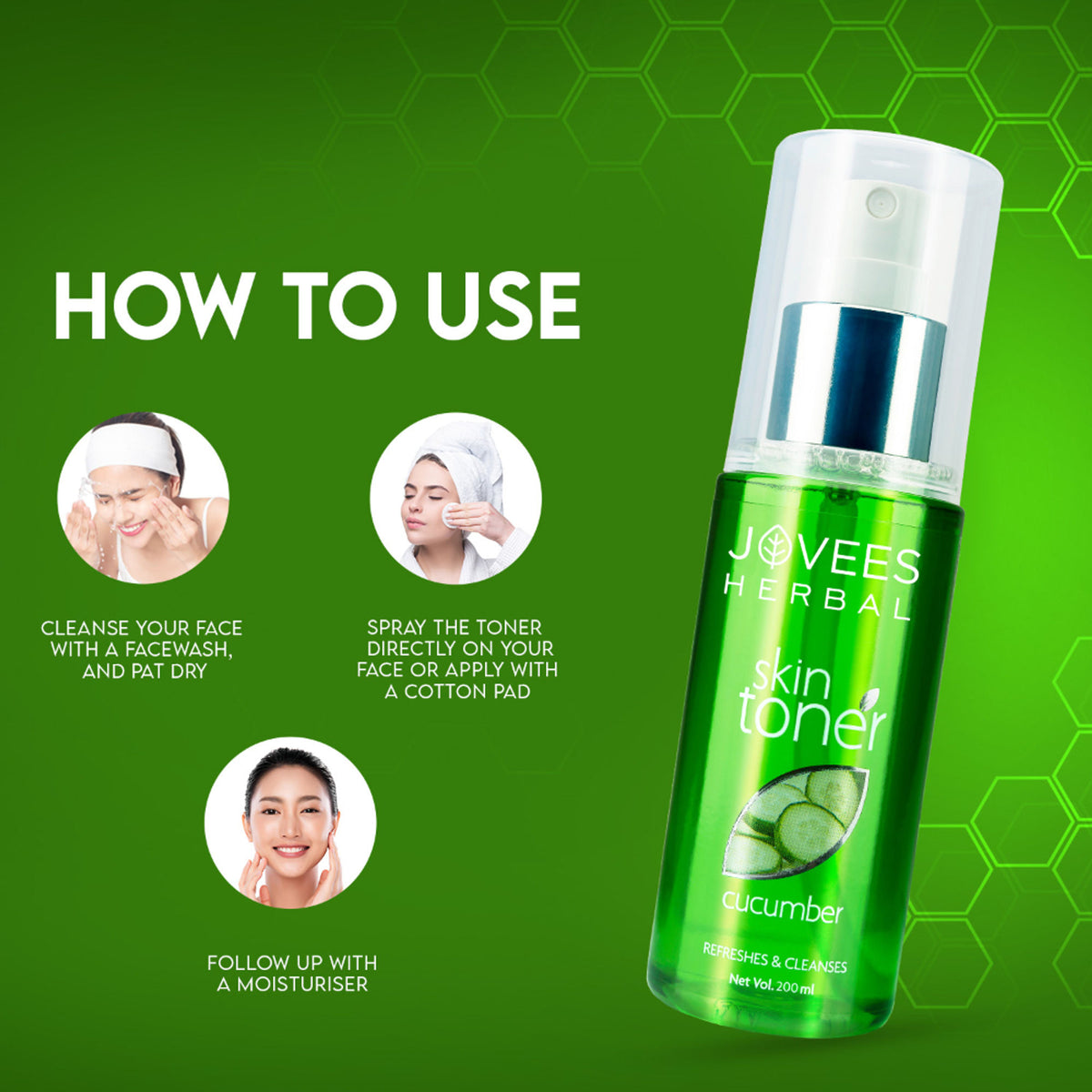 Jovees Herbal Cucumber Skin Toner For Oily & Acne Prone Skin Hydrating & Pore Tightening
