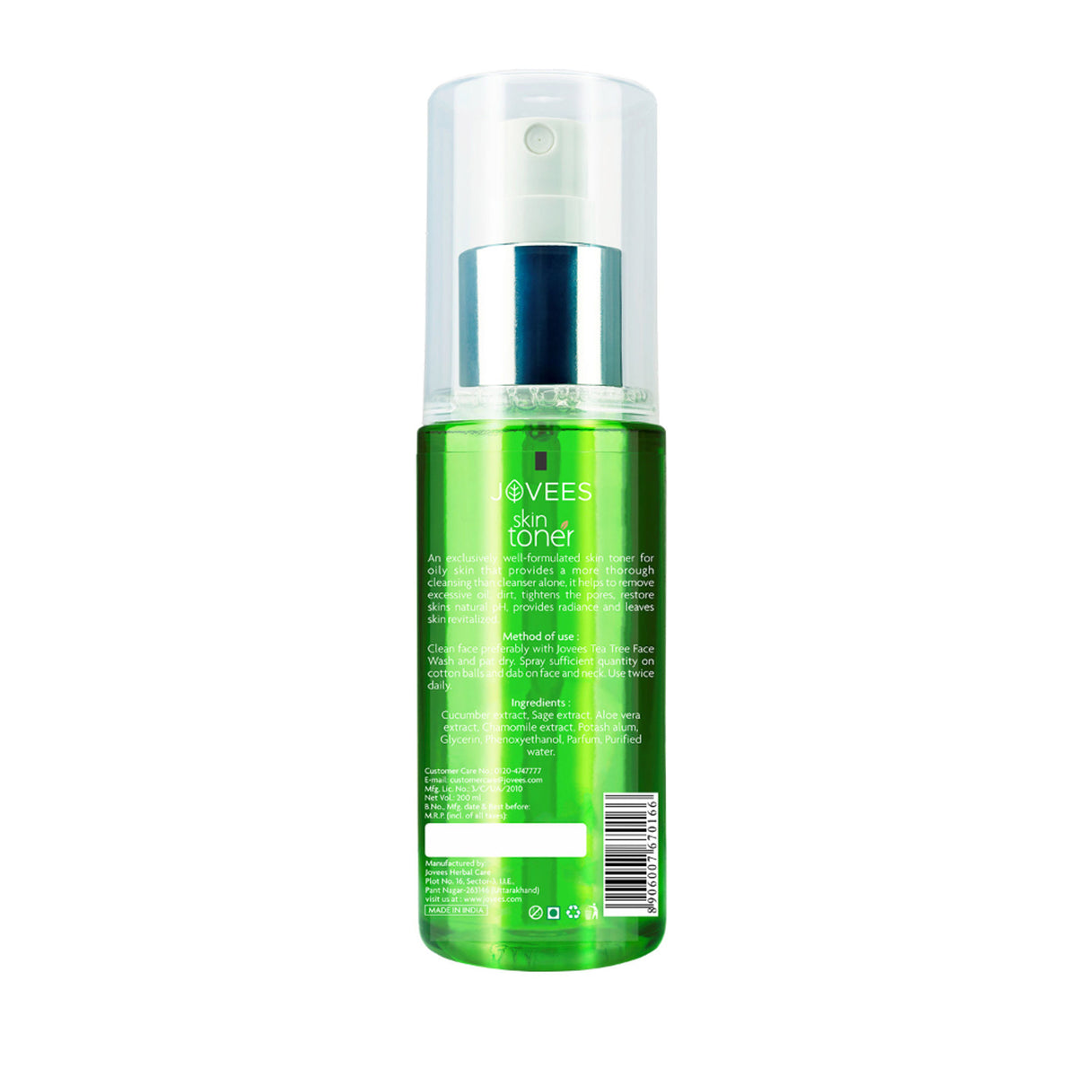 Jovees Herbal Cucumber Skin Toner For Oily & Acne Prone Skin Hydrating & Pore Tightening