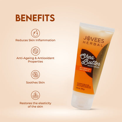 Jovees herbal Shea Butter moisturizer jar, showing the 100g container with creamy Shea Butter for dry and normal skin hydration