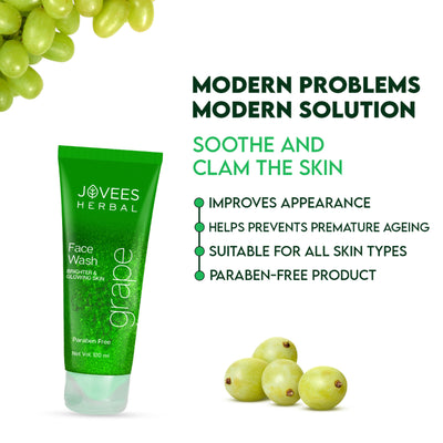 Jovees Herbal Grape Fairness Face Wash For Dull Skin Removes Dark Spots And Gives Healthy Looking Skin - 120 ml