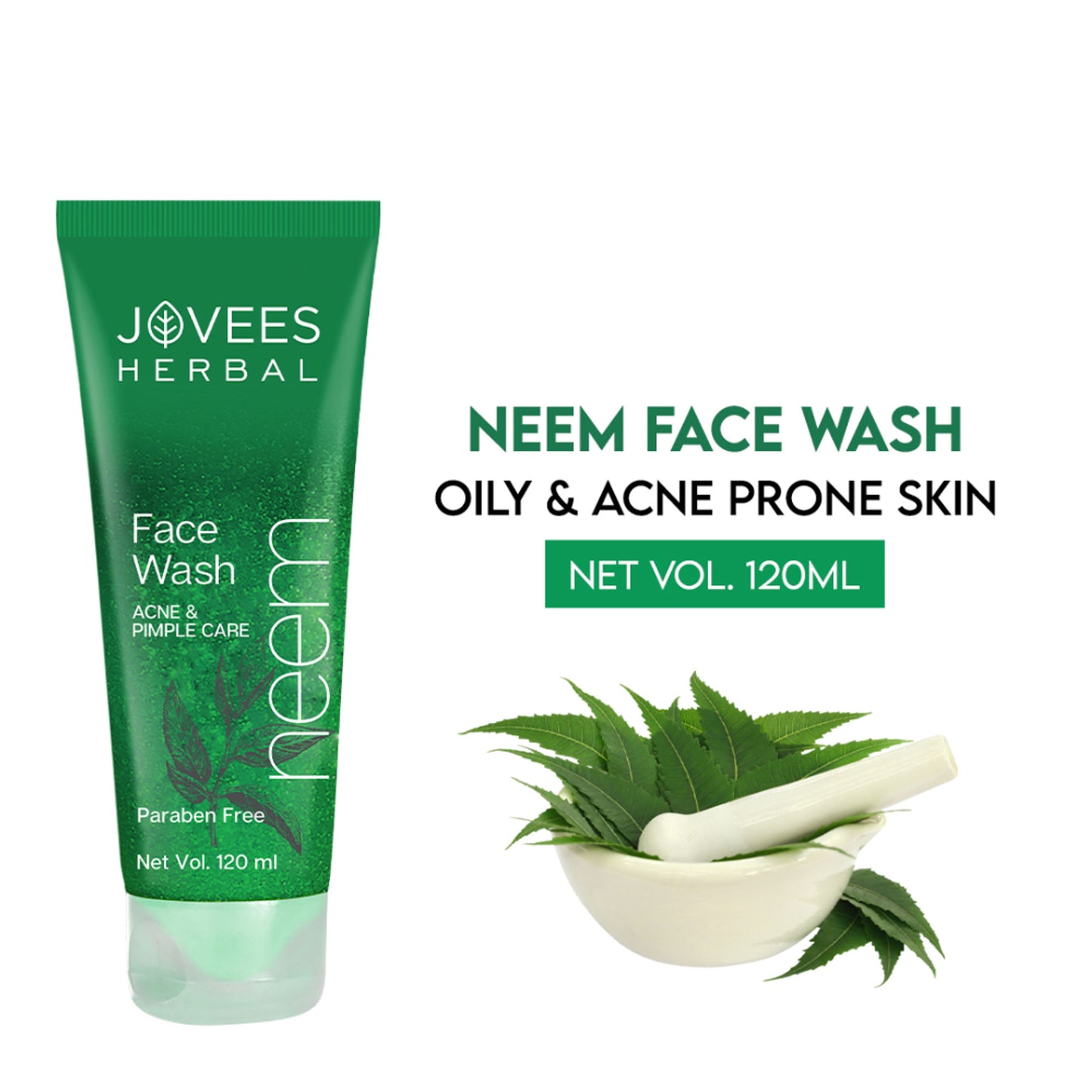 Jovees Herbal Neem Face Wash For Acne And Pimple Care Bright, Clear And Glowing Skin - 120 ml