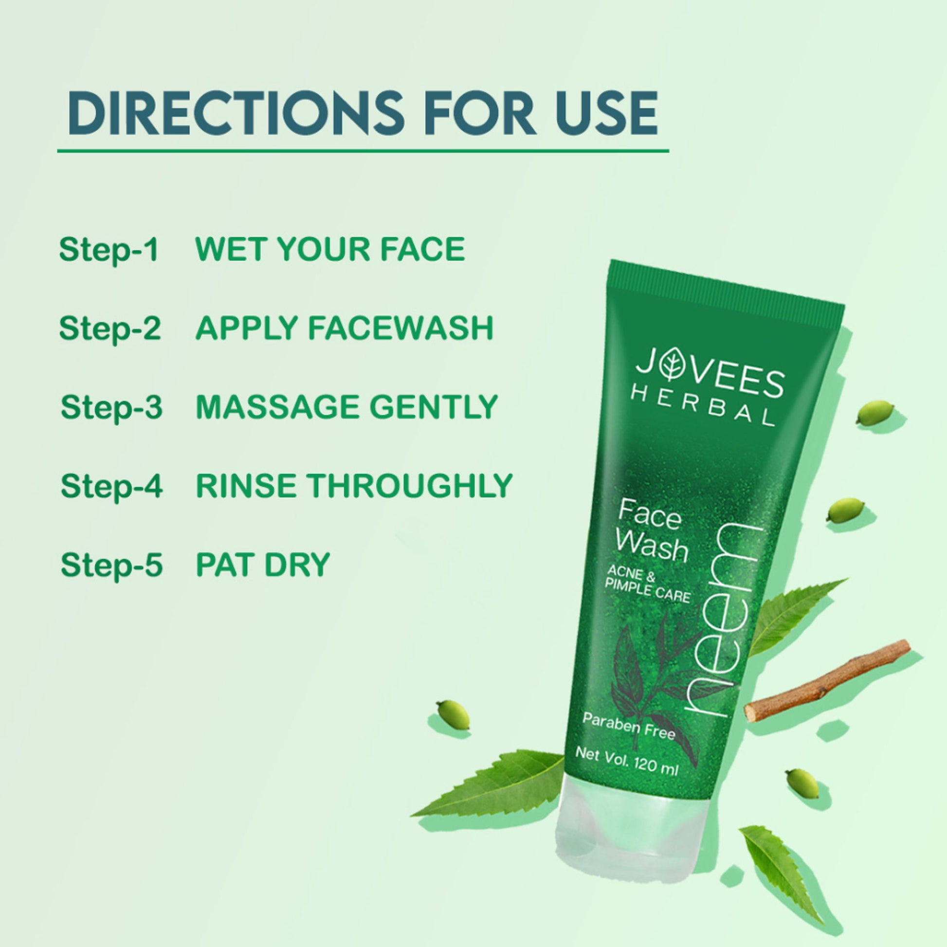 Jovees Herbal Neem Face Wash For Acne And Pimple Care Bright, Clear And Glowing Skin - 120 ml