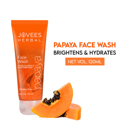 Jovees Herbal Papaya Facewash For Glowing And Brightening Skin All Skin Types Men And Women - 120 ml