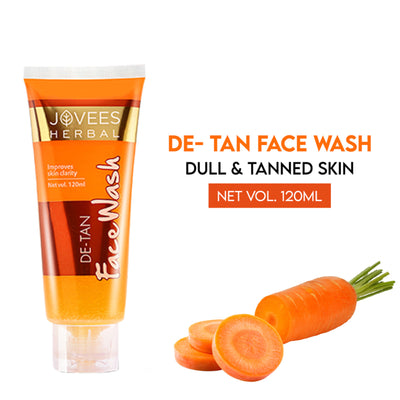 Jovees Herbal De-Tan Face Wash For Tan Removal All Skin Types And Paraben & Alcohol Free - 120 ml