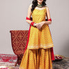 Dhiyona VA Women'sEthnic Motifs Printed Gotta Patti A-Line Kurta & Sharara With Dupatta