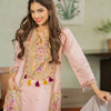 Dhiyona IE Floral Embroidered V-Neck Sequinned A-Line Kurta With Trousers & Dupatta