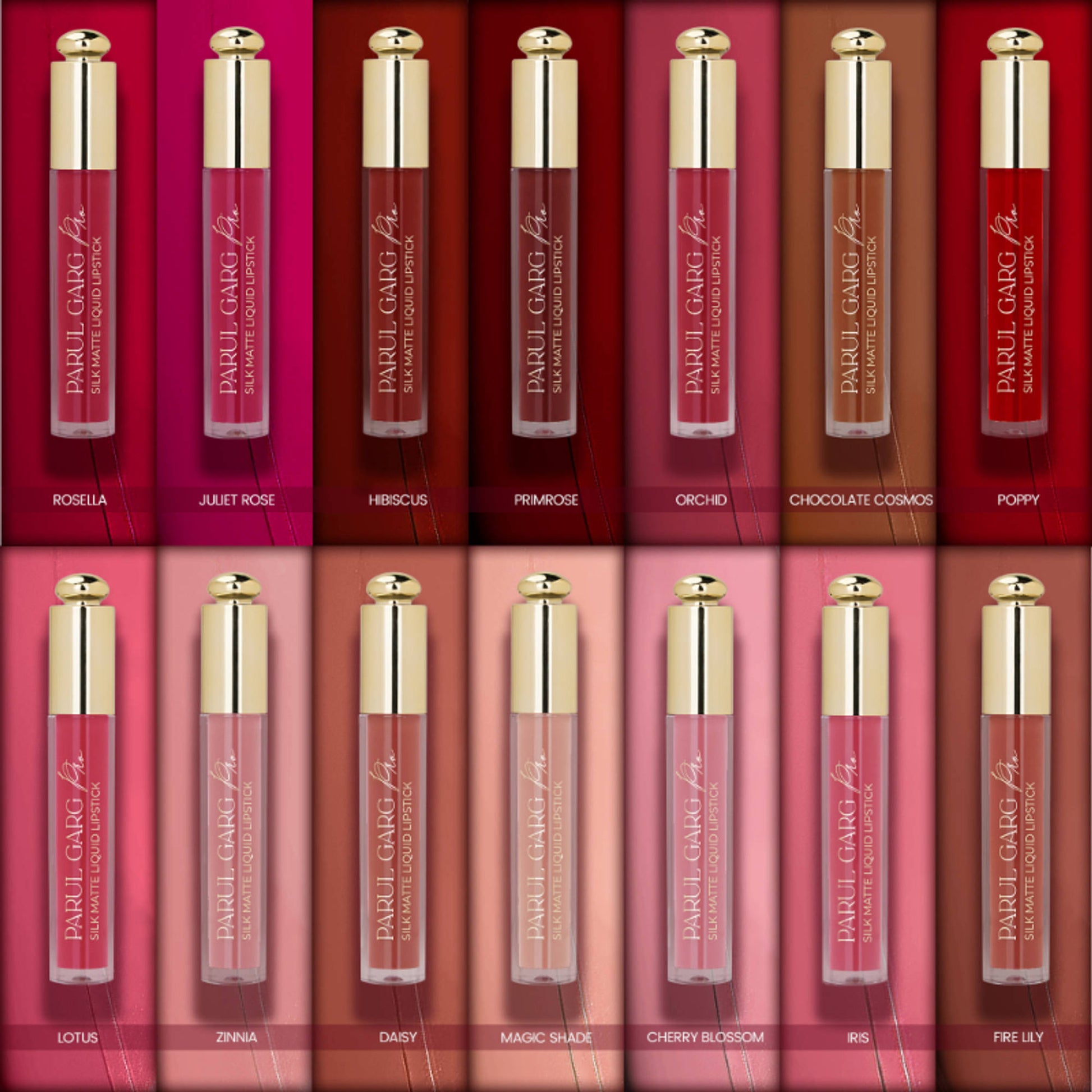 Parul Garg Beauty Ultilmate Silk Matte Liquid Lipstick Collection - Pack Of 14