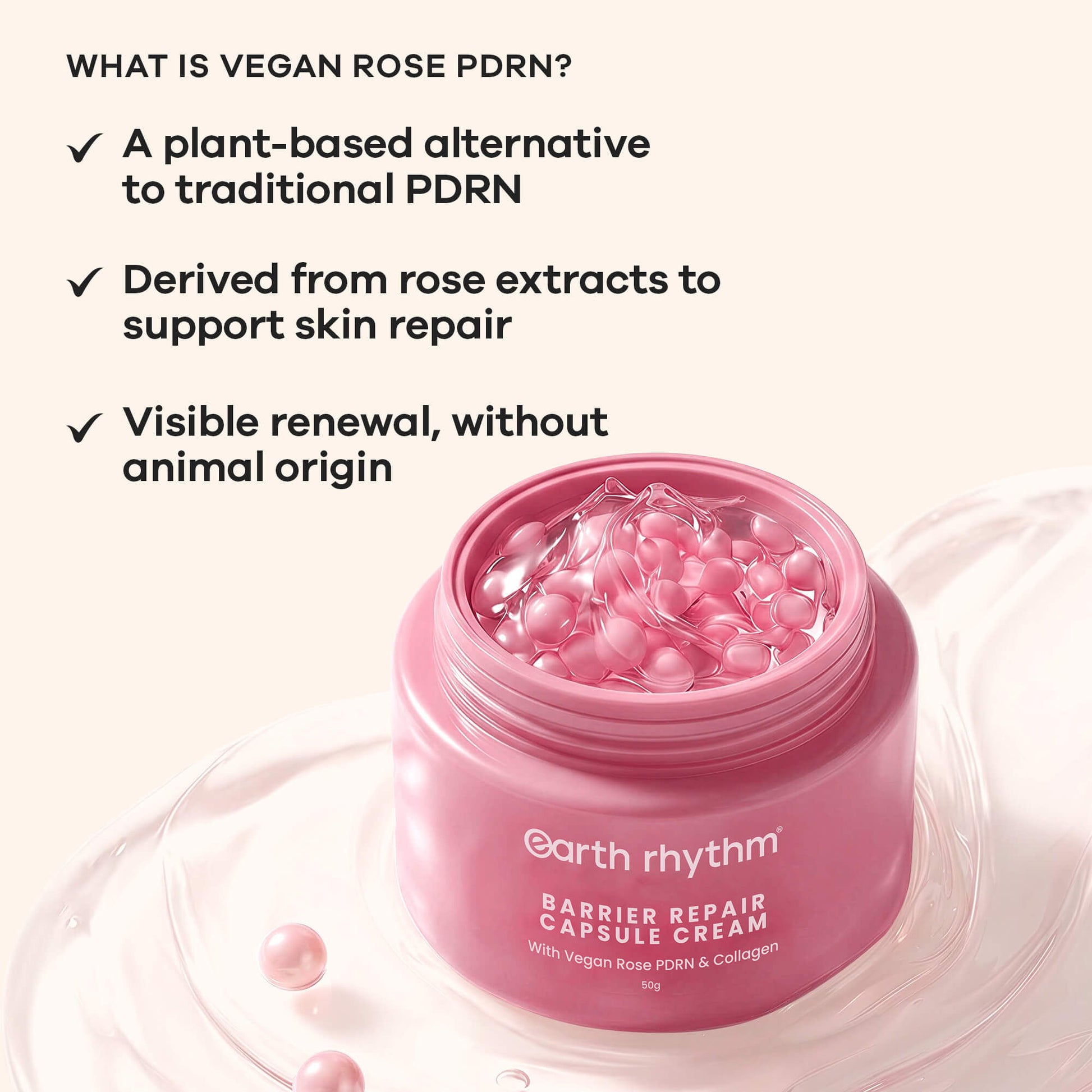 Earth Rhythm Capsule Cream For Barrier Repair With Vegan Rose Pdrn & Collagen