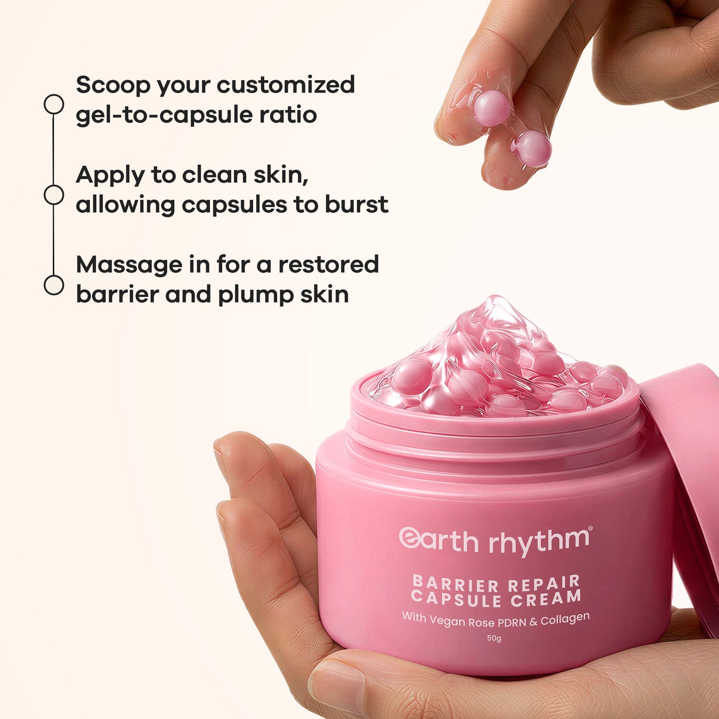 Earth Rhythm Capsule Cream For Barrier Repair With Vegan Rose Pdrn & Collagen