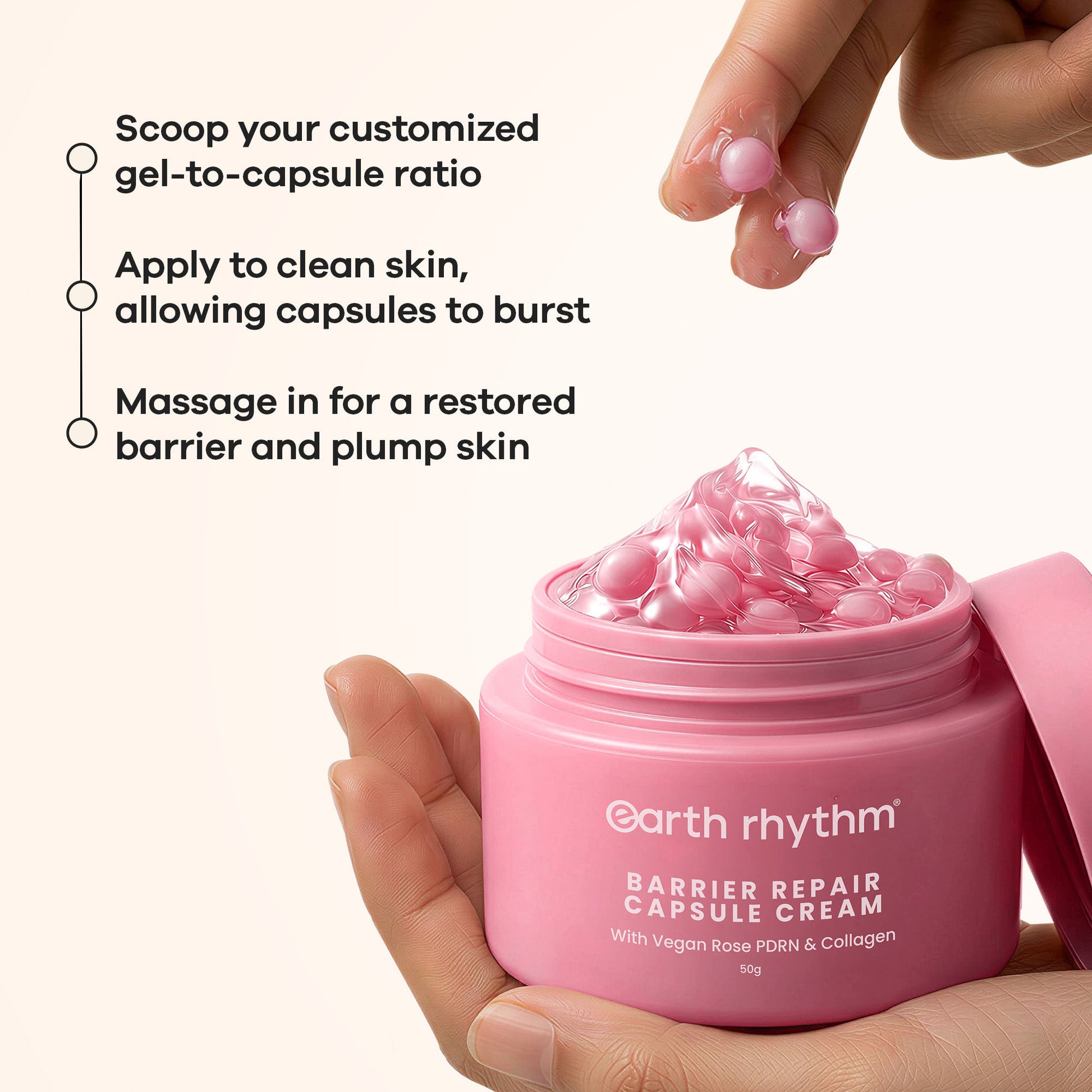Earth Rhythm Capsule Cream For Barrier Repair With Vegan Rose Pdrn & Collagen