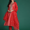 Dhiyona IE Striped Sequinned Chanderi Silk Kurta With Trousers & Dupatta