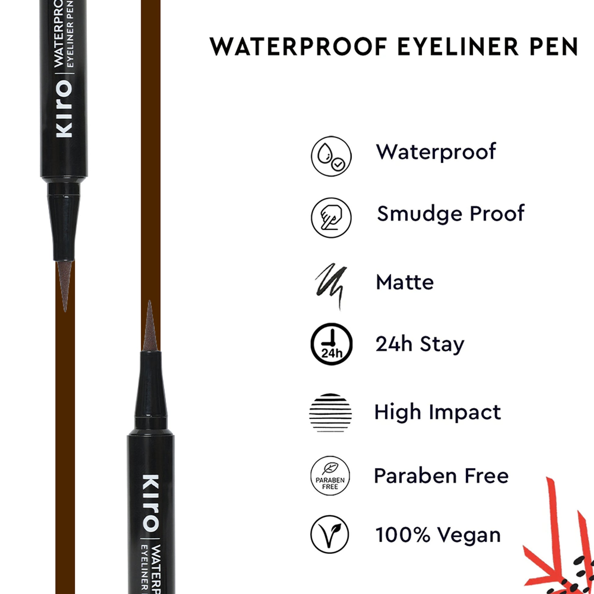 KIRO Waterproof Soft-Matte Eyeliner Pen - 02 Mocha Brown