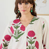 Dhiyona IE Floral Printed V-Neck Pure Cotton A-Line Kurta With Trouser