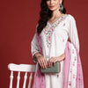 Dhiyona IE Floral Embroidered Sequinned Pure Cotton Kurta With Trousers & Dupatta