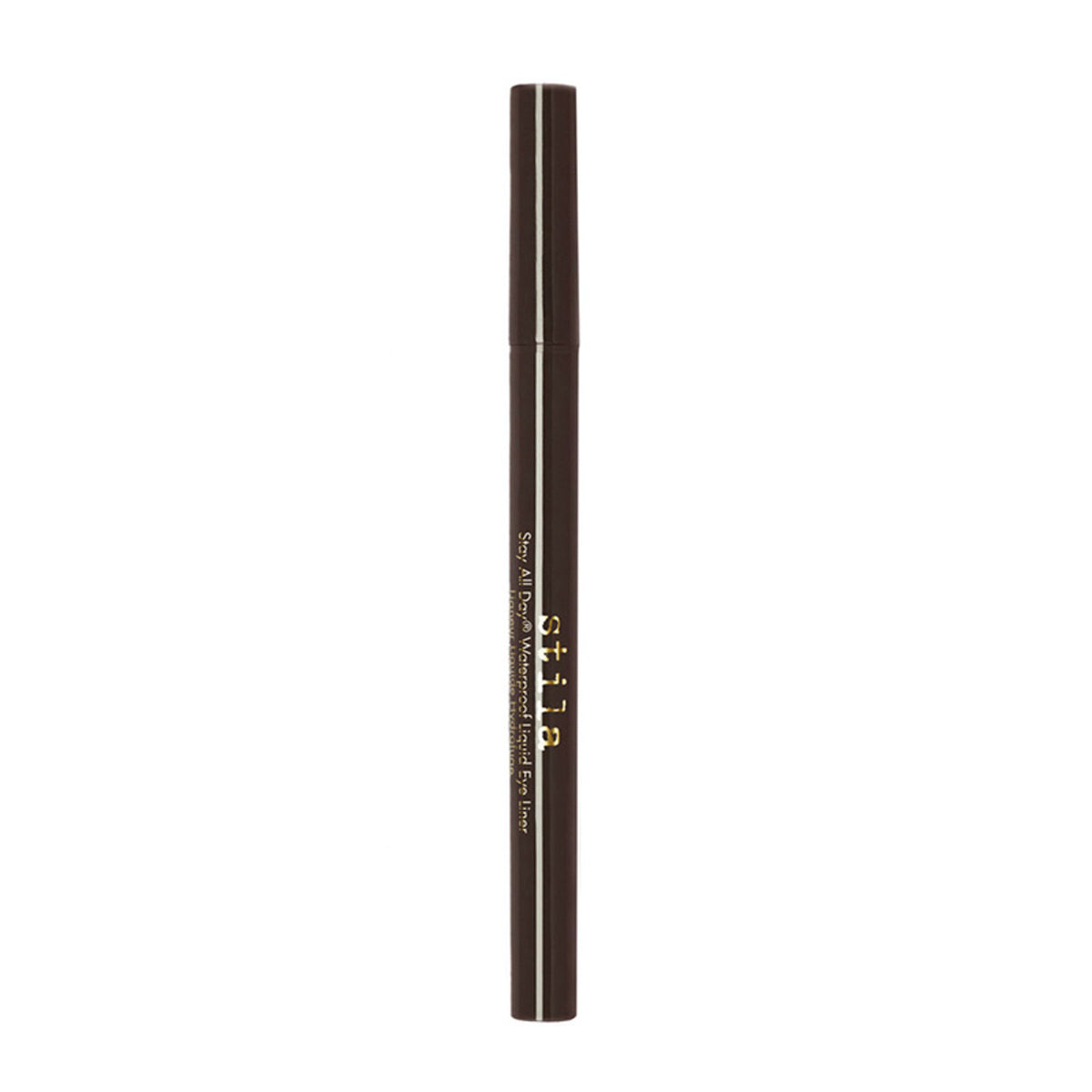 Stila Cosmetics Stay All Day Waterproof Liquid Eye Liner in Intense Smoky Quartz, black-brown liquid eyeliner on a white background.