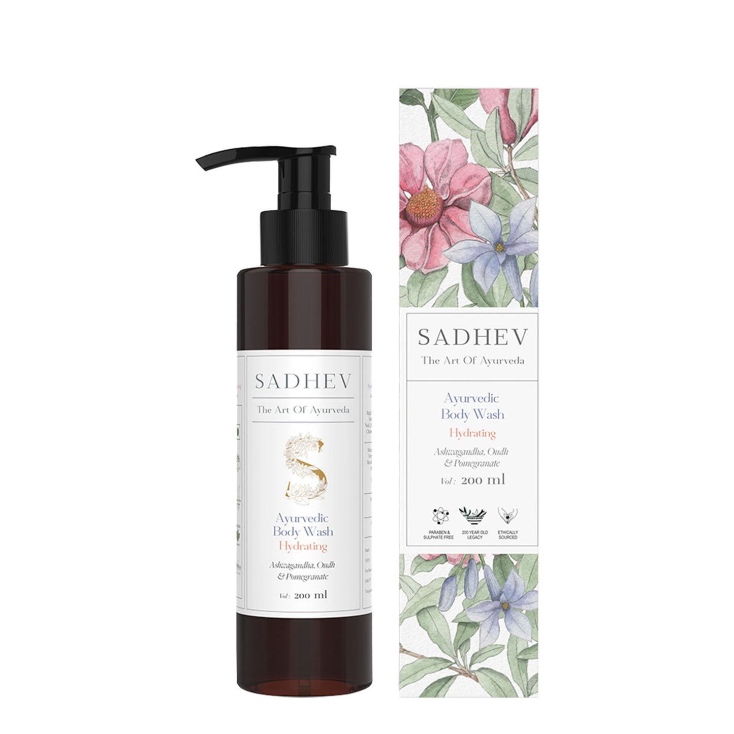 SADHEV Ayurvedic Ashwagandha, Oudh & Pomegranate Hydrating Body Wash