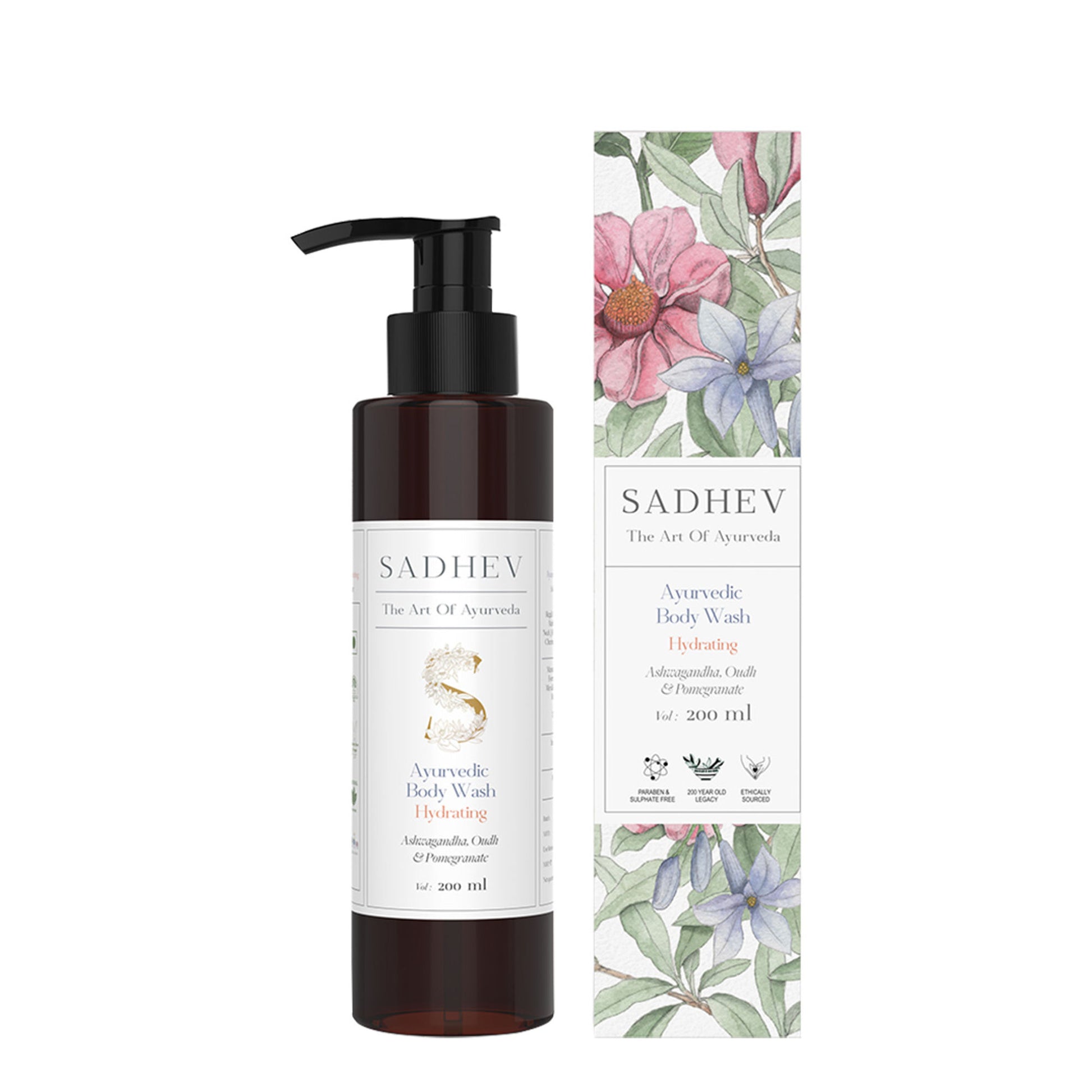 SADHEV Ayurvedic Ashwagandha, Oudh & Pomegranate Hydrating Body Wash