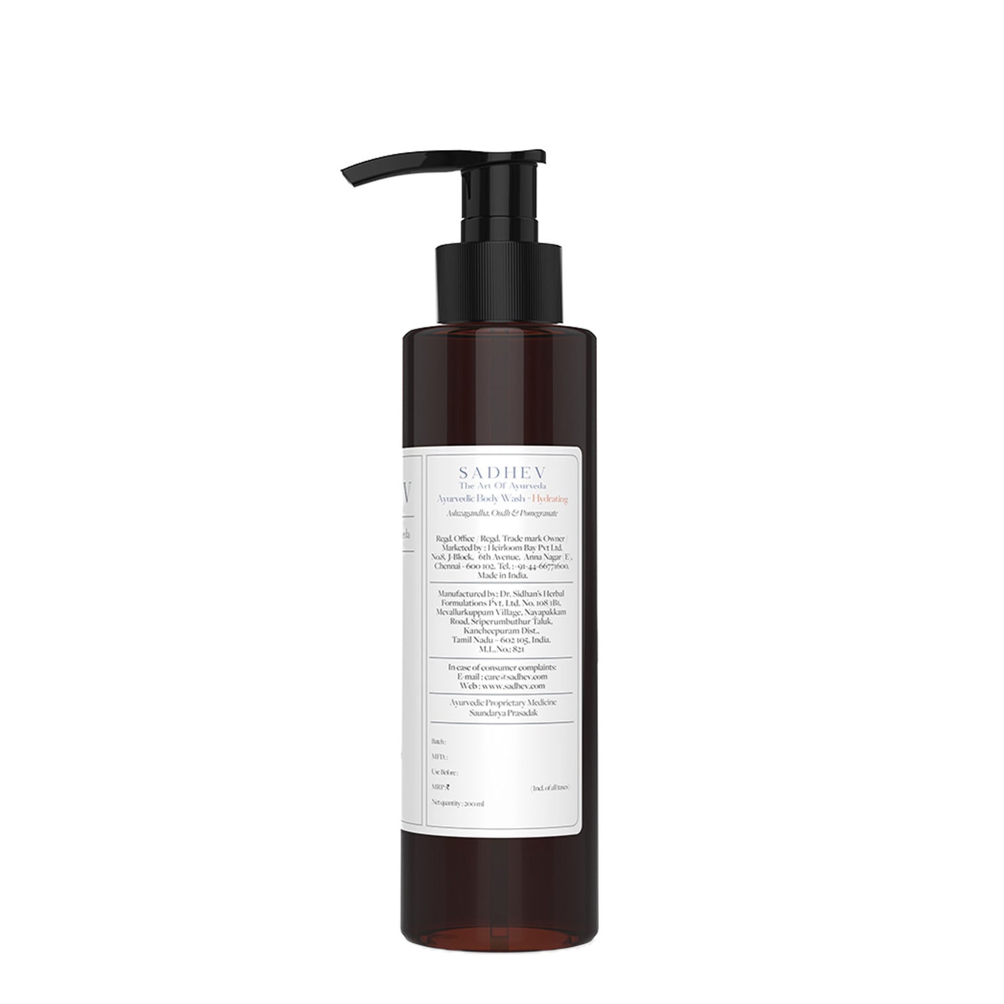 SADHEV Ayurvedic Ashwagandha, Oudh & Pomegranate Hydrating Body Wash