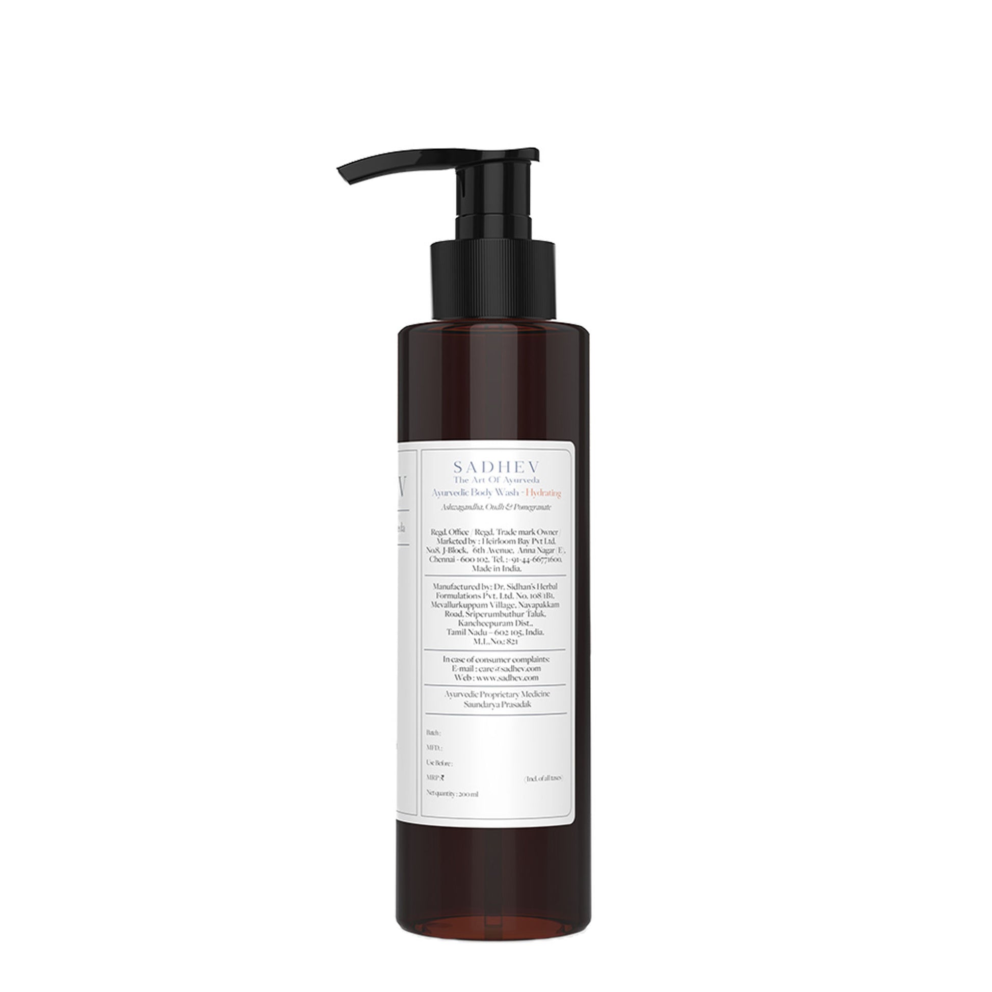 SADHEV Ayurvedic Ashwagandha, Oudh & Pomegranate Hydrating Body Wash