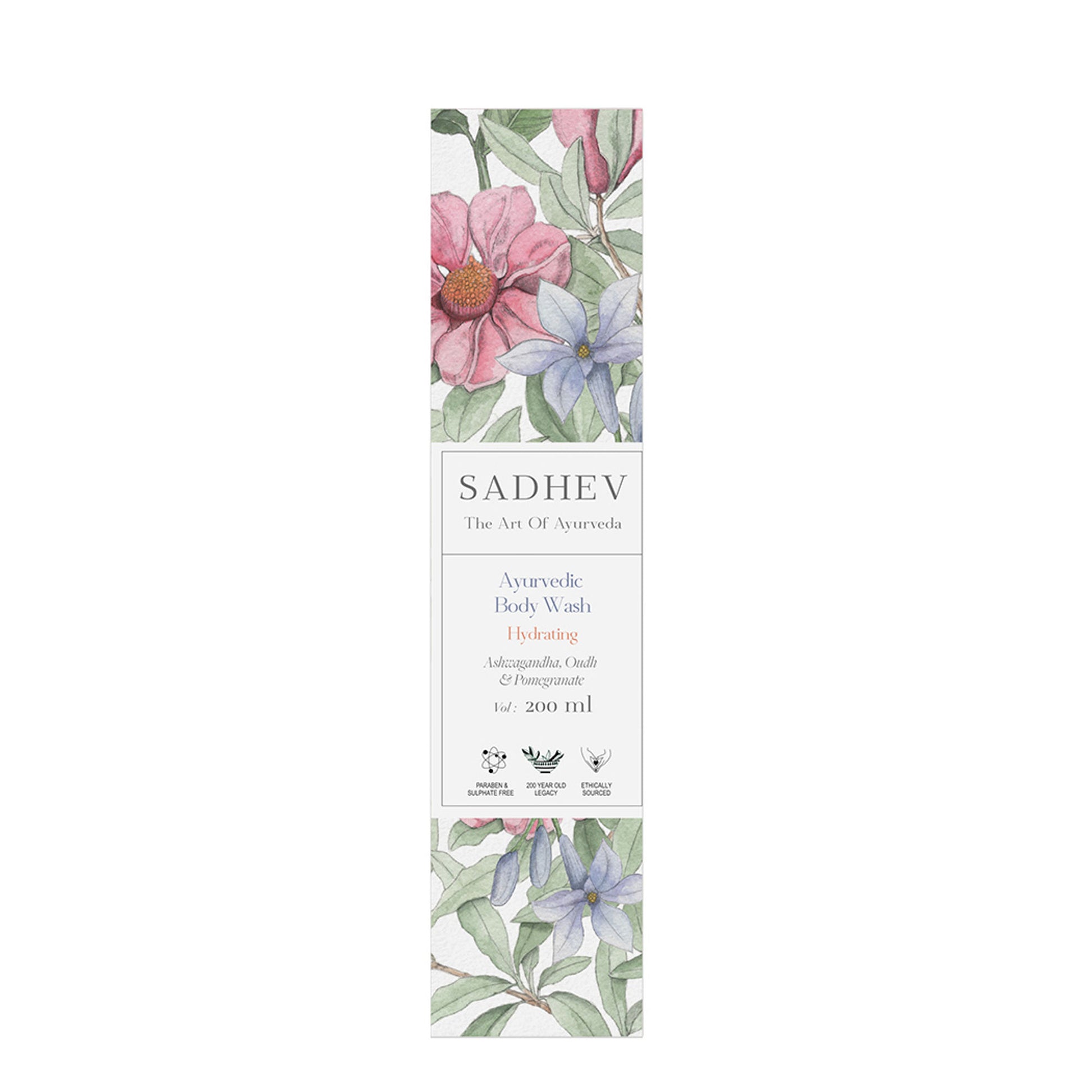 SADHEV Ayurvedic Ashwagandha, Oudh & Pomegranate Hydrating Body Wash