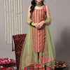 Indyancart VA Women'sEthnic Printed Gotta Patti Straight Kurta With Sharara & Dupatta