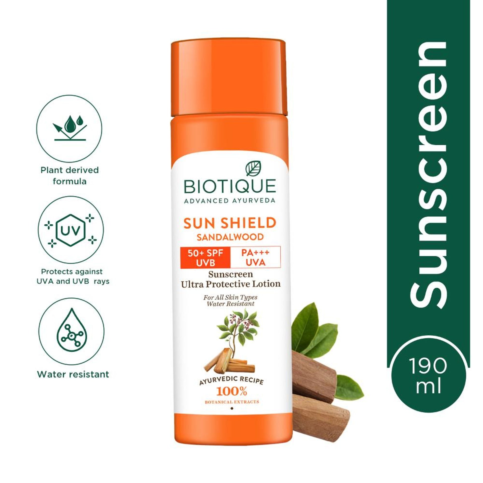 Biotique Bio Sun Shield Sandalwood Ultra Protective Face Lotion SPF 50+ Sunscreen