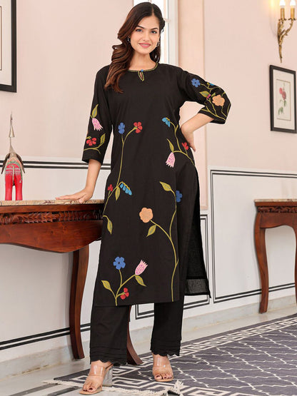 Dhiyona IE Printed Pure Cotton A-Line Tunic & Trousers Co-Ord Set