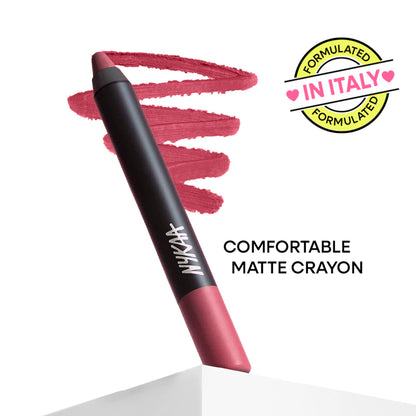 Nykaa Matte-illicious Transferproof Lip Crayon Lipstick with Free Sharpener - Kiss N Tell 06