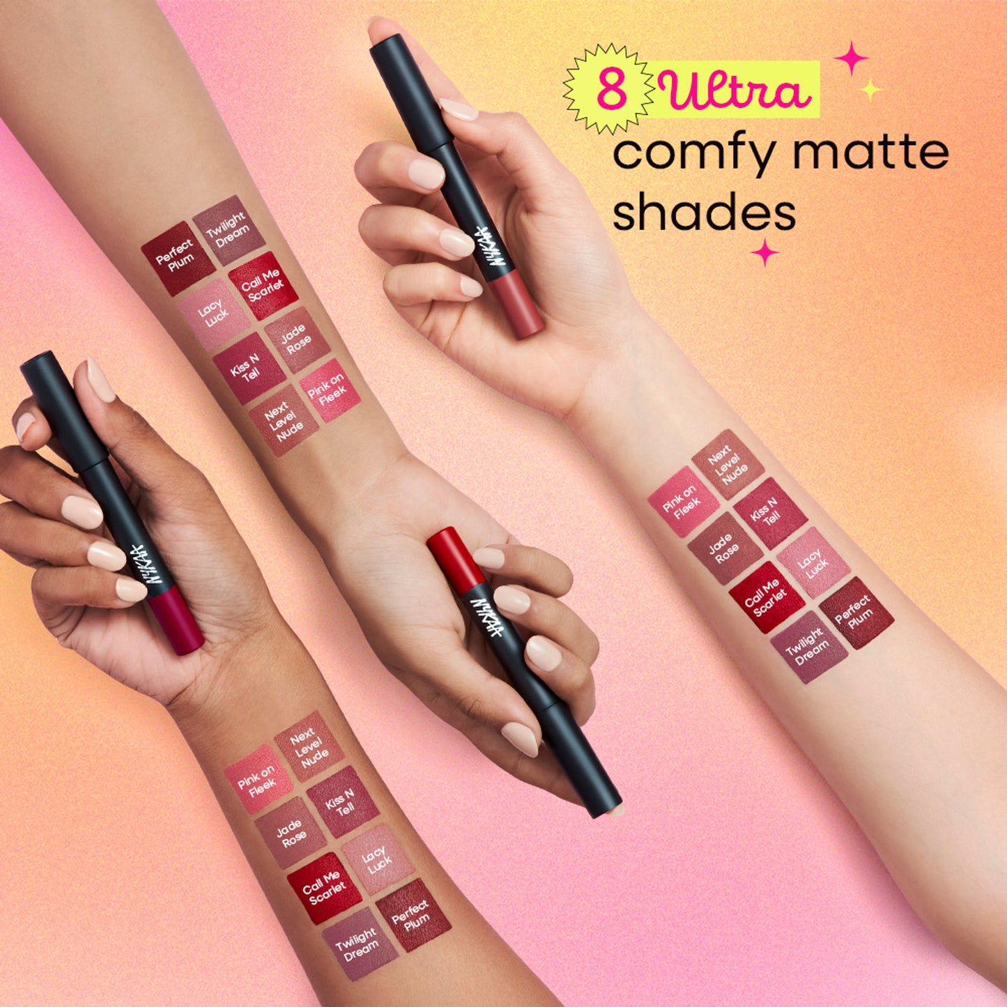 Nykaa Matte-illicious Transferproof Lip Crayon Lipstick with Free Sharpener - Kiss N Tell 06