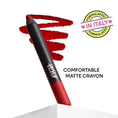 Nykaa Matte-illicious Transferproof Lip Crayon Lipstick with Free Sharpener - Call Me Scarlet 14