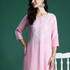 Indyancart IE Floral Embroidered Thread Work Kurta