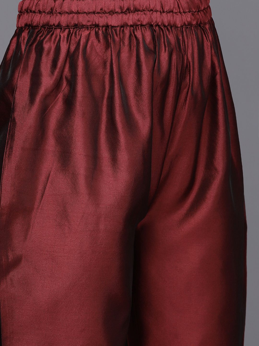 Indyancart VA Women's Maroon Ethnic Motifs Kurta with Trousers & Dupatta