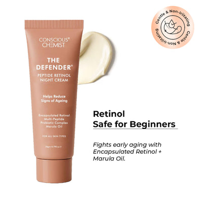 Conscious Chemist The Defender Multi Peptide Retinol Anti Aging Night Gel Cream