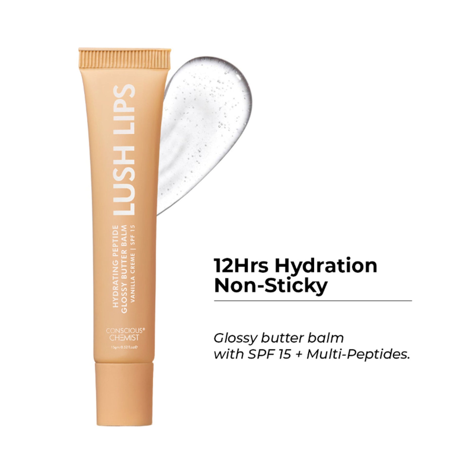Conscious Chemist Multi Peptide & Shea Butter Lip Balm with SPF15 - Vanilla Creme