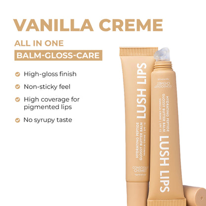 Conscious Chemist Multi Peptide & Shea Butter Lip Balm with SPF15 - Vanilla Creme