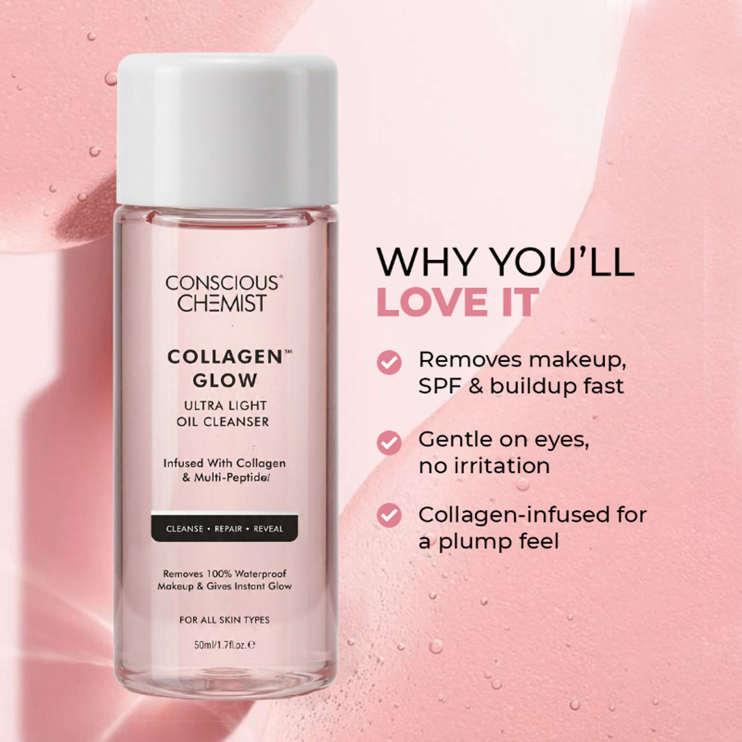 Conscious Chemist Collagen Glow Ultra Light Oil Cleanser