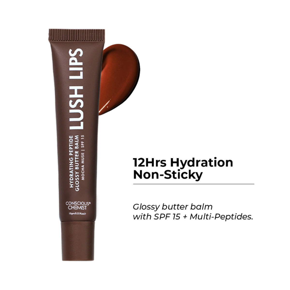 Conscious Chemist Multi Peptide & Shea Butter Lip Balm with SPF15 - Mocha Muse