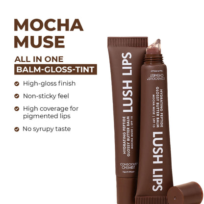 Conscious Chemist Multi Peptide & Shea Butter Lip Balm with SPF15 - Mocha Muse