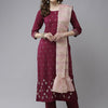 Dhiyona IE Floral Embroidered Sequinned Pure Cotton Kurta with Trousers & Dupatta