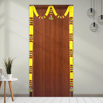 Toran for Main Door Entrance, Bandarwal for Festival, Pooja Mandir & Wedding, Handmade Traditional Flower Hanging for Home & Office Decor (42 inches 72 inches) Yellow