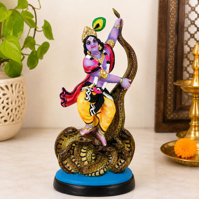 Niharika Collections Krishna's Kaliya Naag Daman Clay Terracotta Idol | Spiritual & Cultural Art | Handmade Décor & Gift