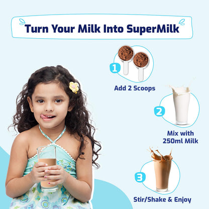 Gritzo Supermilk Height+ For 2-6Y Boys/Girls - Double Chocolate Flavor - Indyancart