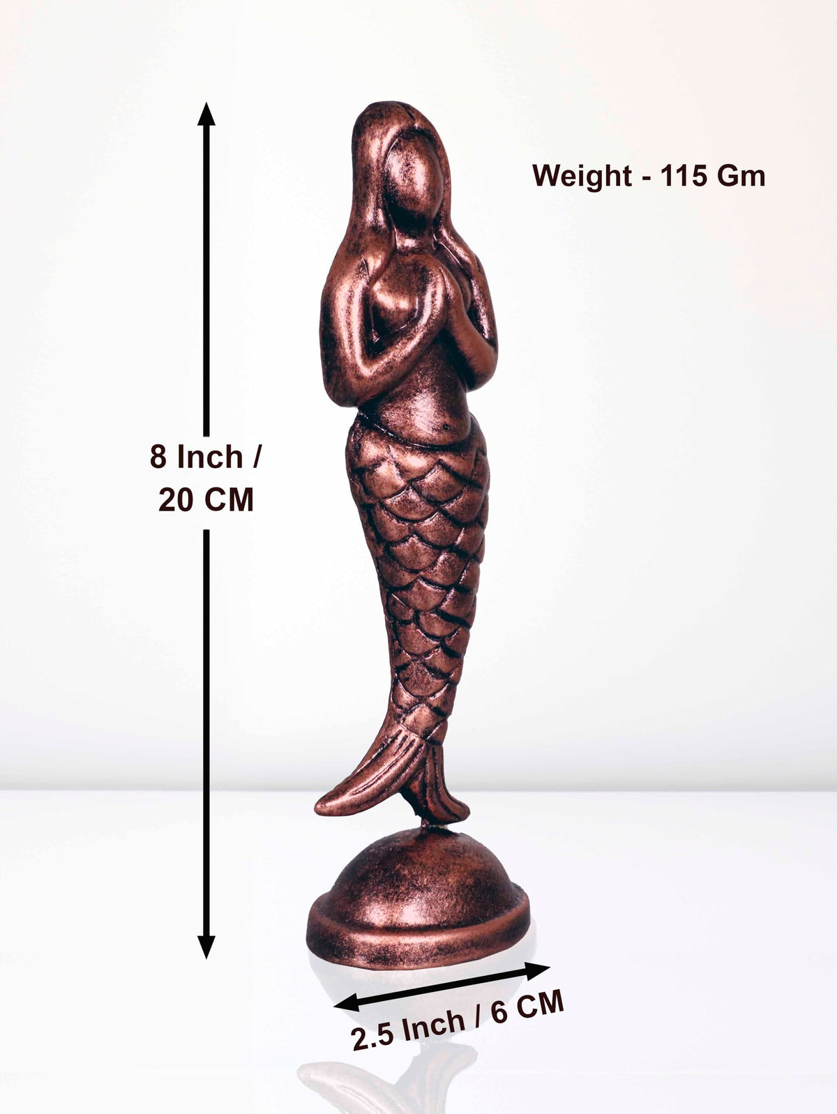 Niharika Collections Handmade Clay Terracotta Abstract Sculpture Matsya Kanya Idol for Gifts and Décor (Metallic Bronze)