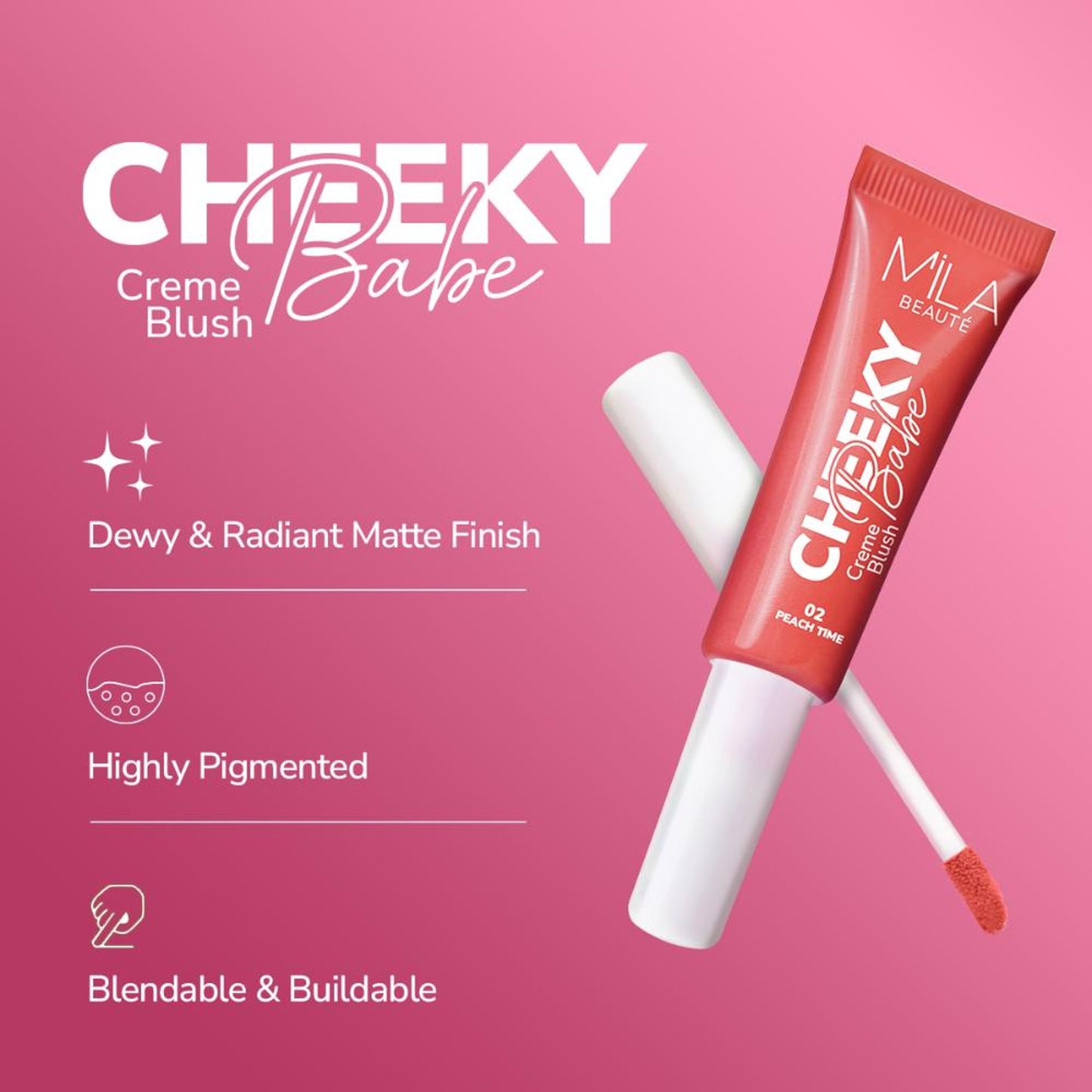 Mila Beaute Cheeky Babe Cream Blush - Peach Time