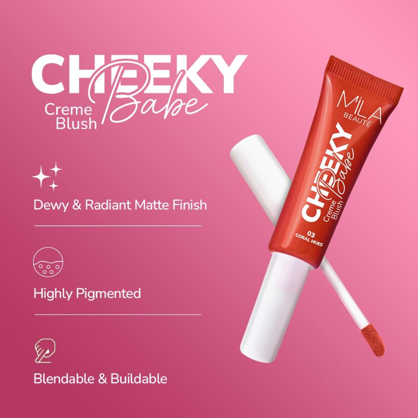 Mila Beaute Cheeky Babe Cream Blush - Coral Hues