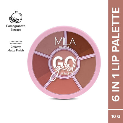 Mila Beaute Go Girl Lip Palette With Hyaluronic Acid & Pomegranate Extract - Nudes And Browns