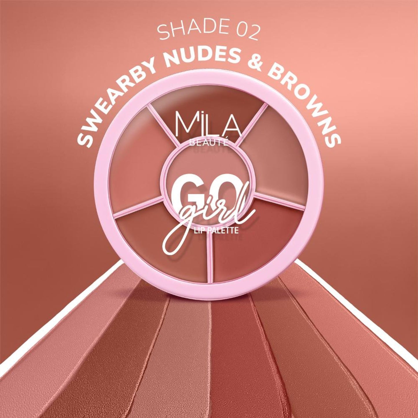 Mila Beaute Go Girl Lip Palette With Hyaluronic Acid & Pomegranate Extract - Nudes And Browns